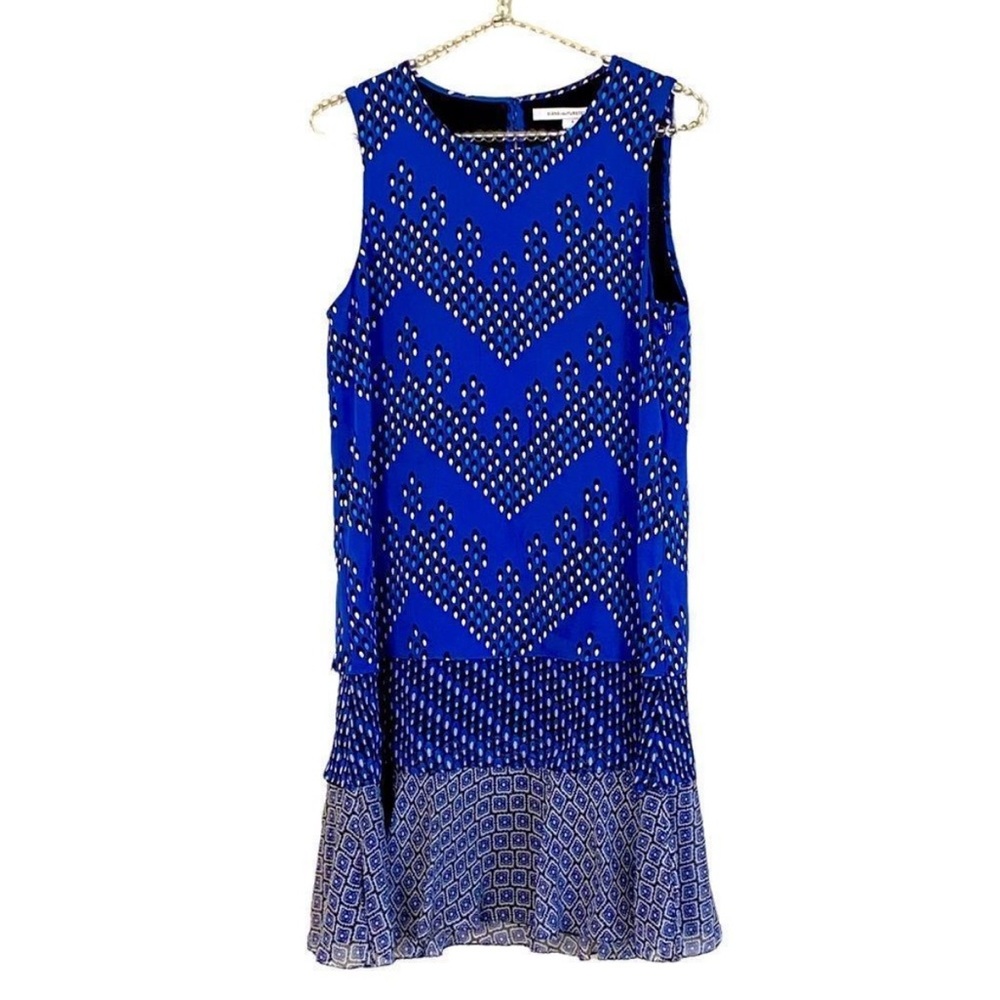 Diane Von Furstenberg DVF Liza Tiered Sleeveless Silk Mini Dress Sz S